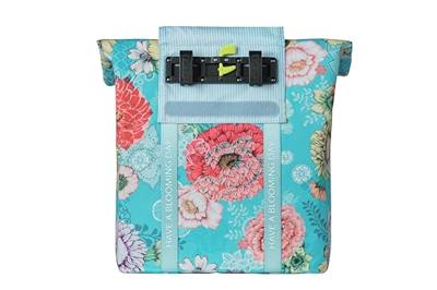 Basil bloom field fietsshopper, gerecycled pet, waterdicht, verstelbare schouderriem, laptopvak, 15-20l, sky blue