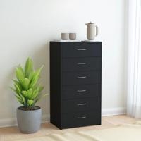 Dressoir met 6 lades 50x34x96 cm bewerkt hout zwart - thumbnail