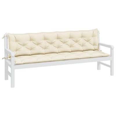VidaXL Tuinbankkussens 2 st 200x50x7 cm oxford stof crèmewit