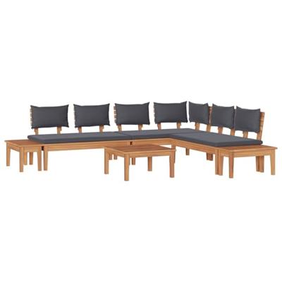 Tuinbankset met kussen met opslag 3 pcs Bruin en Grijs