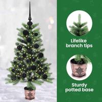 VidaXL Kerstboom met 150 led met standaard groen 90 cm pe - thumbnail
