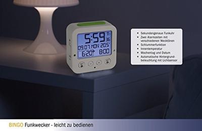 TFA Dostmann 60.2528.02 Wekker Zendergestuurd Wit, Groen Alarmtijden 2 - thumbnail