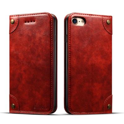 Voor iPhone 8/7 barok eenvoudige horizontale Flip lederen draagtas met houder & kaartsleuven & portemonnee (rood) Voor iPhone 8/7 barok eenvoudige horizontale Flip lederen draagtas met houder & kaartsleuven & portemonnee (rood)