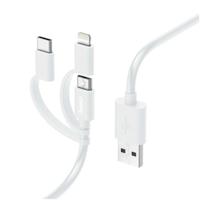 Hama Laad/synchrokabel 3 in 1 met micro USB/USB type-C/lightning 1m Oplader Wit - thumbnail