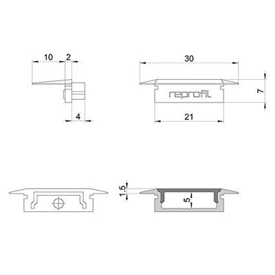 Deko Light 978111 P-ET-01-15 Eindkappen-set Kunststof (b x h x d) 16 x 7 x 30 mm 1 stuk(s)