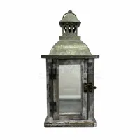 Lantaarn Roma Hout Grijs 33cm - thumbnail