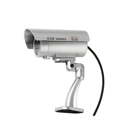 Waterdichte dummy CCTV-camera met knipperende LED voor realistisch zoeken naar beveiligings alarm (zilver)