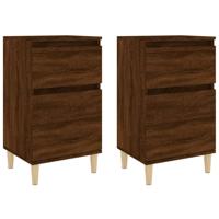 Nachtkastjes 2 st 40x35x70 cm bewerkt hout bruineikenkleurig - thumbnail