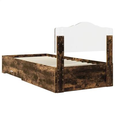 Bedframe met hoofdeinde Gerookt eiken 90 x 190 cm Bewerkt hout