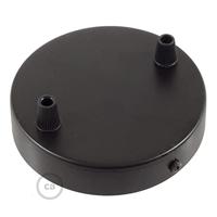 Plafondkap 2 uitgangen zwart rond 12 cm - thumbnail