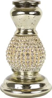 Mars & More kandelaar glas strass 7x10cm goud