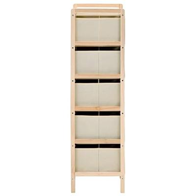 VidaXL Opbergmeubel met 5 stoffen manden cederhout beige