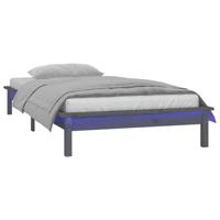 Bedframe LED massief hout grijs 140x190 cm - thumbnail