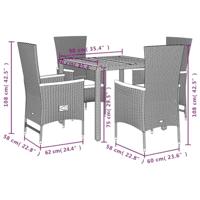 5-delige Tuinset met kussens poly rattan zwart - thumbnail