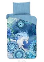 HIP Dekbedovertrek "mandala's en eenhoorn" - Blauw - (200x200/220 cm) - Katoen Flanel - thumbnail