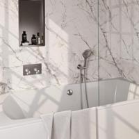 BRAUER Stripe Thermostatische Badkraan - drukknoppen - SET 04 - inbouw - badvulcombinatie - 3-standen handdouche - doucheslang - wandaansluitbocht - RVS-kleurig geborsteld PVD 5-NG-362 - thumbnail