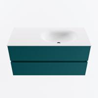 MONDIAZ VICA 100cm badmeubel onderkast Smag 2 lades. Wastafel MOON rechts 1 kraangat, kleur Talc. - thumbnail