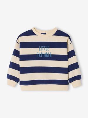 Gestreepte sweater baby lange mouwen marineblauw, gestreept