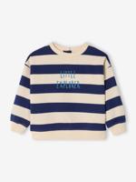 Gestreepte sweater baby lange mouwen marineblauw, gestreept - thumbnail