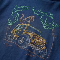 Kindershirt met lange mouwen terreinwagenprint 104 marineblauw - thumbnail