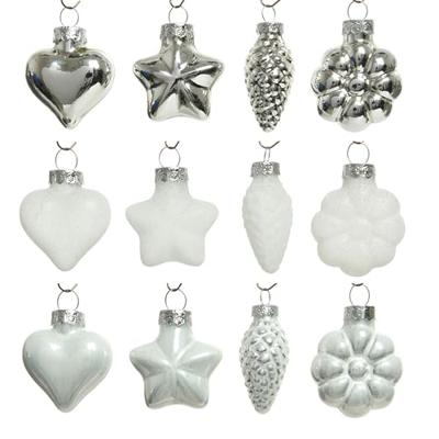 Decoris kerstballen set glas zilver 12st 2x4x4cm