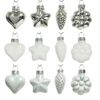 Decoris kerstballen set glas zilver 12st 2x4x4cm - thumbnail