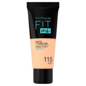 Maybelline Fit Me Matte + Poreless Foundation - 115 Ivory - Medium Dekkende Foundation met Matte Finish voor de Normale tot Vette Huid - 30 ml