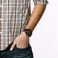 Fossil Heren FS4656 bruin lederen analoog quartz horloge met bruine wijzerplaat - thumbnail