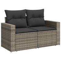 9-delige Loungeset met kussens poly rattan grijs - thumbnail