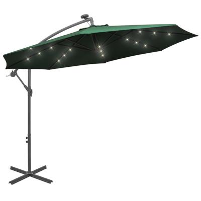 Zweefparasol met LED-verlichting en metalen paal 300 cm groen Zweefparasol met LED-verlichting en metalen paal 300 cm groen