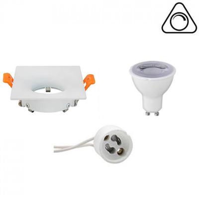 GU10 Inbouwspot Set - Mat Wit - Inbouw Vierkant - Dimbaar - 6W - Helder/Koud Wit 6400K - 85mm