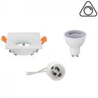 GU10 Inbouwspot Set - Mat Wit - Inbouw Vierkant - Dimbaar - 6W - Helder/Koud Wit 6400K - 85mm - thumbnail