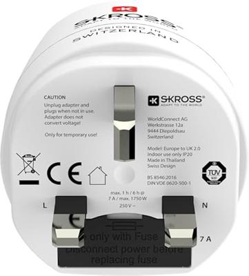 Reisadapter Combo - Wereld-naar-UK Geaard