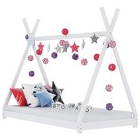 Kinderbedframe massief grenenhout wit 70x140 cm - thumbnail