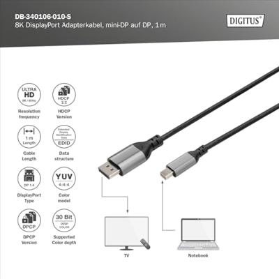 Digitus DB-340106-020-S DisplayPort-kabel DisplayPort / Mini-displayport Aansluitkabel DisplayPort-stekker, Mini DisplayPort-stekker 2 m Zwart Afgeschermd, Digitus DB-340106-020-S DisplayPort-kabel DisplayPort / Mini-displayport Aansluitkabel DisplayPort-stekker, Mini DisplayPort-stekker 2 m Zwart Afgeschermd,