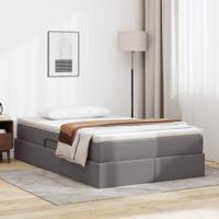 Opbergbed met matras met matras Grijs 120 x 190 cm Nep Leer - thumbnail