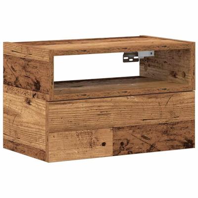 Nachtkastje wandgemonteerd 45x26x28,5 cm oud houtkleurig - thumbnail