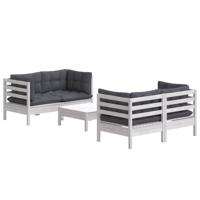 5-delige Loungeset met antracietkleurige kussens grenenhout - thumbnail