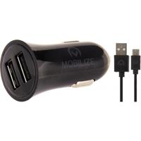 Mobilize Car Charger Dual USB 2.4A 12W + 1m USB-C Cable Black - thumbnail