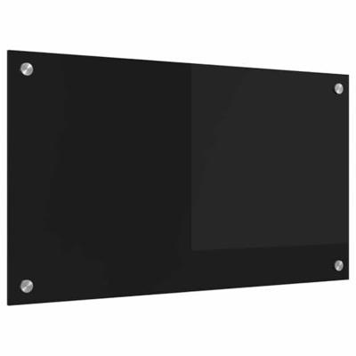 VidaXL Keuken achterwand zwart 70 x 40 cm gehard glas