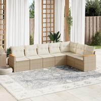 8-delige Loungeset met kussens poly rattan beige - thumbnail