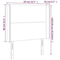 Hoofdbord met randen 83x16x78/88 cm fluweel donkergrijs - thumbnail
