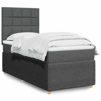 Boxspring met matras stof donkergrijs 100x200 cm - thumbnail