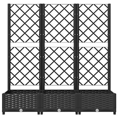 Plantenbak met trellis zwart 120x40x121,5 cm PP