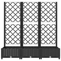 Plantenbak met latwerk 120x40x121,5 cm polypropeen zwart - thumbnail
