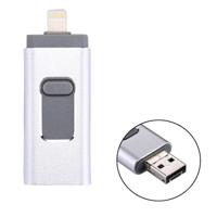 RQW-01B 3 in 1 USB 2.0 & 8 Pin & Micro USB 16GB Flash Drive for iPhone & iPad & iPod & Most Android Smartphones & PC Computer(Silver) - thumbnail