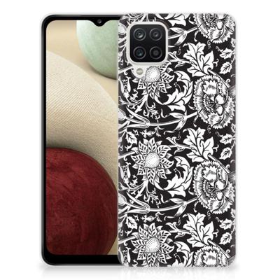 Samsung Galaxy A12 TPU Case Black Flowers Samsung Galaxy A12 TPU Case Black Flowers