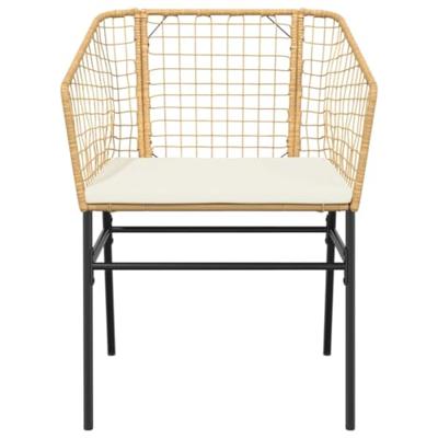Tuinstoelen 2 st met kussens poly rattan bruin