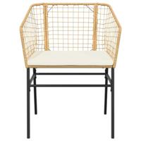 Tuinstoelen 2 st met kussens poly rattan bruin - thumbnail