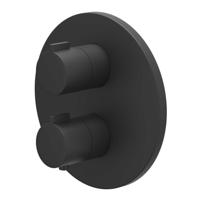 Afbouwdeel IVY Pact Inbouwthermostaat 3-Weg Stop-Omstel Met Rond Rozet Mat Zwart PED - thumbnail